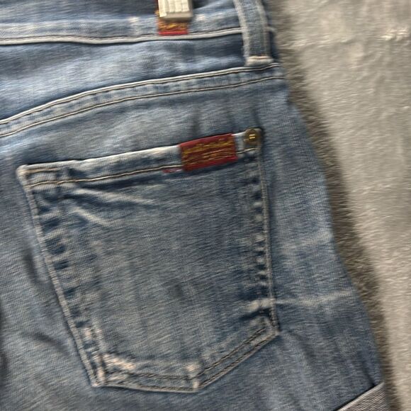7 for all Mankind Distressed Medium Wash Jean Denim Shorts Size 24 - Picture 8 of 10